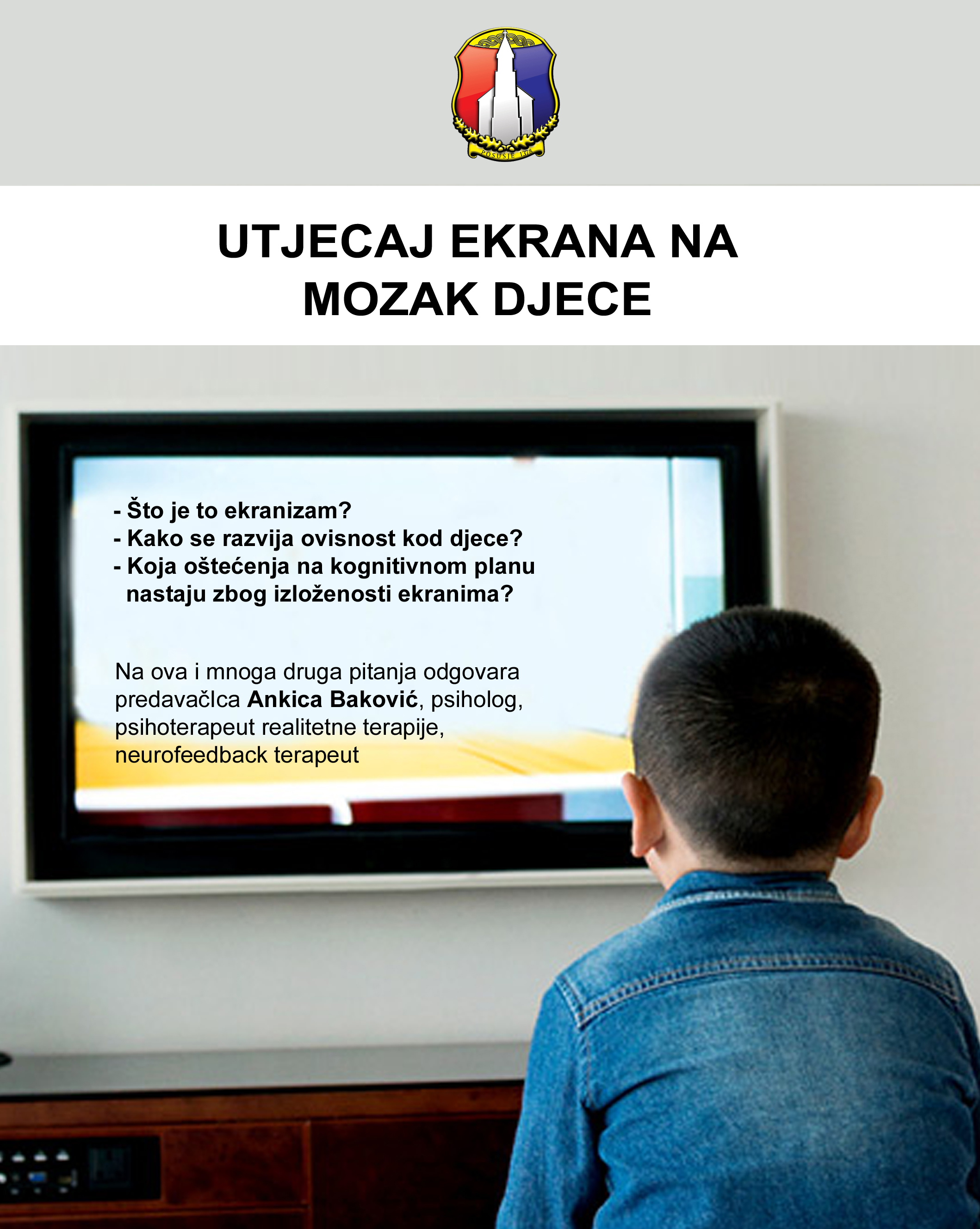 Najava tribina Utjecaj ekrana na mozak djece