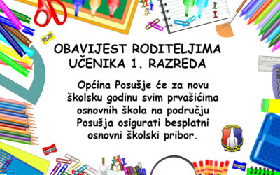 Najmlađi školarci s područja općine Posušje i ove godine dobit će besplatne bilježnice i školski pribor!